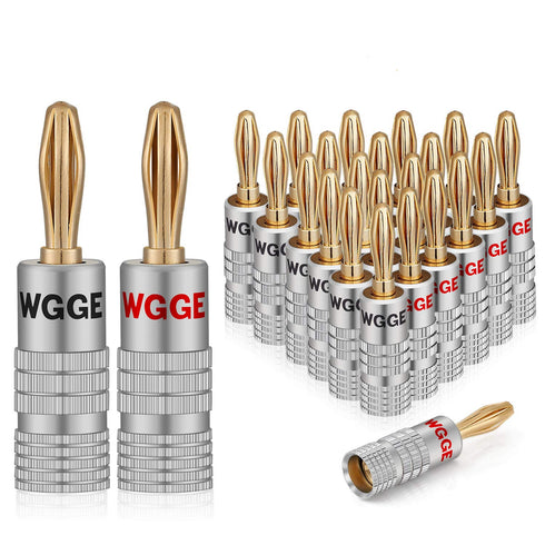 WGGE WG-009 Banana Plugs Audio Jack Connector 12 Pairs / 24 pcs, 24k Gold Dual Screw Lock Speaker Connector for Speaker Wire, Wall Plate, Home The...