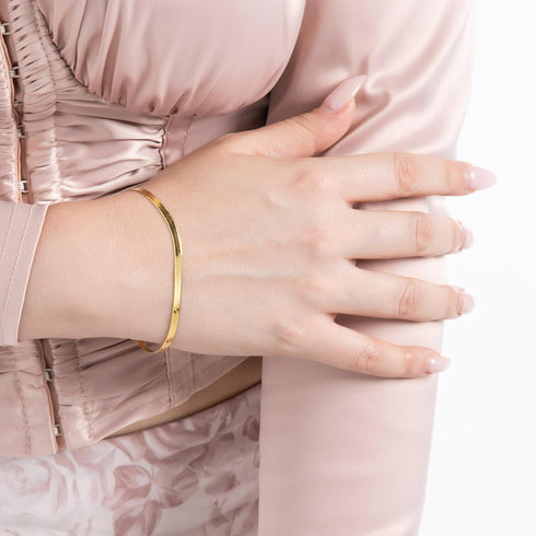 PORI JEWELERS 18K Gold Over 925 Sterling Silver Italian 3MM Magic Herringbone Dainty Chain Bracelet For Women - Available in size 7 7.5 or 8 inche...