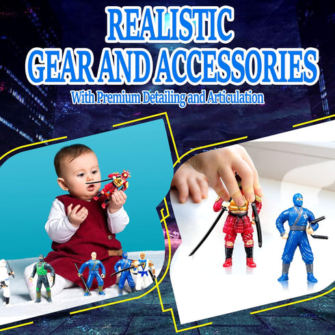 HAPTIME Ninja Action Figures, 6 Pack Ninja Figure Toys for Boys, 3.5-Inch Ninja Warriors with Weapon Accessories, for Kids Ages 3+, Cake Topper...