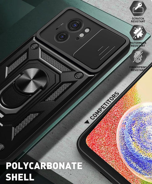 CCSmall for Motorola Edge 40 Case with Slide Camera Cover for Men, Military Grade Drop Protective Phone Cover Case with Ring Kickstand for Motorol...