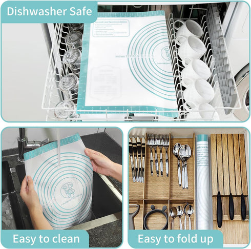 Non-Stick Pastry Mat Silicone Baking Mat, Dough Rolling Mat, Cookie Bread Mat, Pie Crust Mat Nonslip Fondant Mat Counter Mat Oven Liner Mat for Ma...