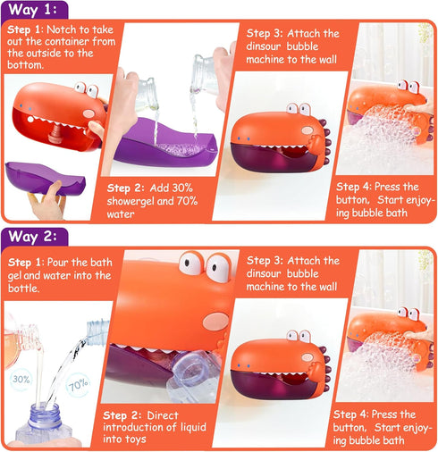Grechi Dinosaur Bath Toys,Baby Bath Toys for The Baby Bathtub,Toddler Bath Toys Automatic Bubble Machine,Plays 12 Children’s Songs,Bath Toy Makes ...