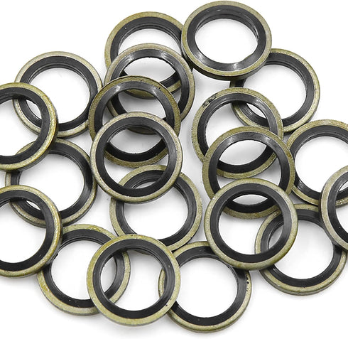 X AUTOHAUX 20pcs Engine Oil Crush Washers Drain Plug Gaskets 12mm ID. 18mm OD. Bronze Tone for Car...