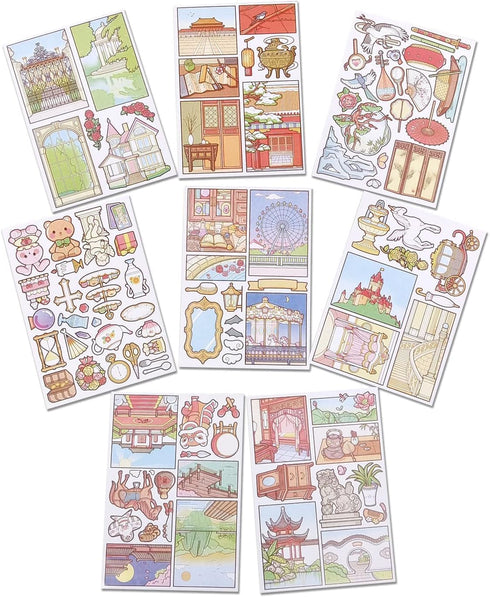 SuperPeak Scissor Skills Sticker Activity Books,Road Trip Activities for Kids,Paper House Stickers Cut and Paste Workbooks for Kids Ages 4-8,20Pag...