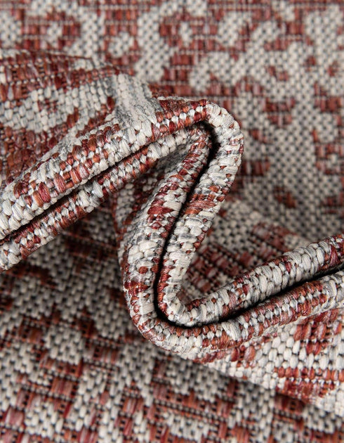 Unique Loom Outdoor Traditional Collection Area Rug - Timeworn (2' x 3' 1" Rectangle Rust Red/Gray)...