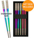 Reusable Chopsticks - Extra Long 9" - 5 Pairs per Pack - Made of Food-Safe Stainless Steel - Holographic Design - Asian Dining Utensils for Home K...