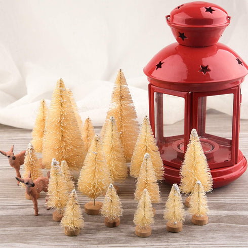 KUUQA 48 Pcs Mini Christmas Trees - Bottle Brush Tabletop Model for Decoration, DIY Room Decor, Diorama Models (White), Small Size...