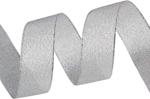 VATIN Glitter Metallic Silver Ribbon 1 inches Wide Sparkly Fabric Gorgeous Ribbon for Gift Crafters Wedding Party Brithday Wrap Hair Bows Floral P...