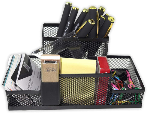 Fengtaiyuan T02 Black-Plus, Big Black Metal Wire Mesh Pencil Holder, Desktop Organizer...