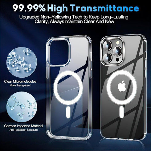 3 in 1 Combo Clear TPU PC Hard Magnetic Cover 9H Tempered Glass Camera Lens Screen Protector Ultimate Protection Kit for I Phone 15 All Models (iP...