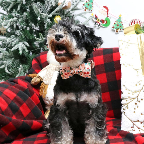 ARING PET Christmas Dog Collar-Cute Cotton Dog Collar with Bow, Adjustable Pink Christmas Pet Collars Puppy Collars with Metal Buckle...