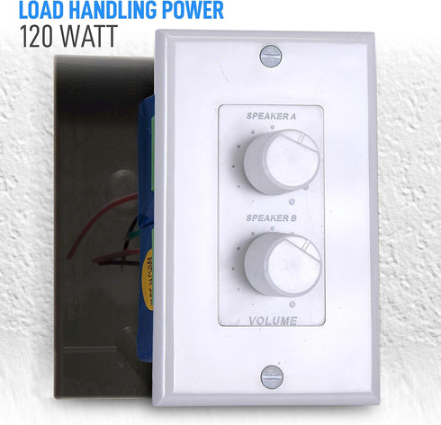 PyleHome in-Wall Speakers, Dual Knob and Independent Volume Control Plate, 120W Load Handling, Dual Stereo Channel Control, Smooth Rotary Knobs, U...