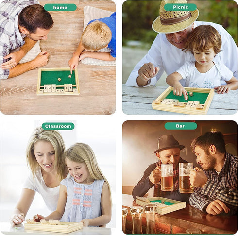 Wooden Shut The Box Game - Dice Game 2 Player,Board Game,Classics Tabletop Version,Popular Pub Game,math,travel for Kids #9...