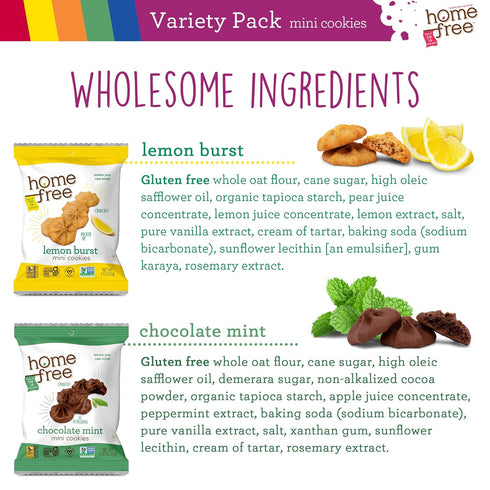 Homefree Mini Cookies Variety Pack, Gluten Free, Nut Free, Vegan, Cookie Snack Packs, School Safe and Allergy Friendly Snack (Pack of 10)...