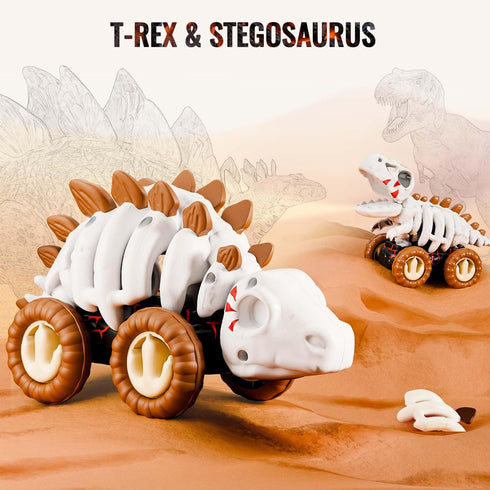 iPlay, iLearn ???????? ?????? Dinosaur Monster Truck Toys for Toddlers 1-3, Skeleton Pull Back Dino Car for Kids 2-4 Year, Boy Cool T-Rex Fossil V...