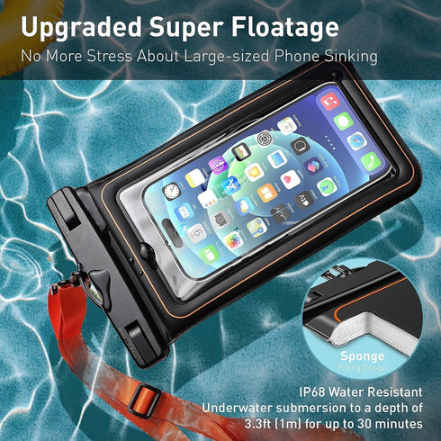 Marine IP68 Universal Waterproof Phone Pouch, Floating Waterproof Phone Case for Cellphone Up to 7", Beach Accessories for Vacation Must Haves, 2 ...