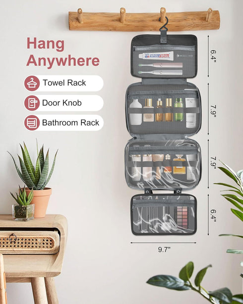 Travel Toiletry Bag with Hanging Hook, Travel Essentials Large Toiletry Bag, Portable 3 in 1 Toiletry Bags & Makeup Bag & Travel Organizer Bags fo...
