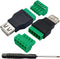 USB 2.0 A Screw Terminal Block Adapter USB 2.0 A Female to 5 Pin/Way Female Bolt Screw Shield terminals Pluggable Type Adapter Connector for Charg...