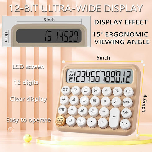 Mechanical Switch Calculator 12 Digit,Desktop Large Display and Buttons,Calculator with Large LCD Display for Office,School, Home & Business Use,A...