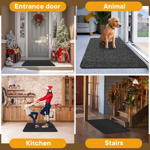 Mibao Indoor Door Mat, 20" x 31.5", Dirt Trapper Entrance Doormat, Non-Slip Low Profile Mat, Dog Door Mat, Super Absorbent Welcome Mat for Front D...