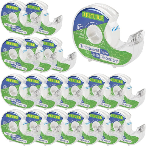 18Pcs Transparent Tape with Dispenser, 0.7 x 1000In Clear Tapes Dispensers, Office Tape Rolls with Dispenser Bulk, Tape Refills for Dispenser Desk...