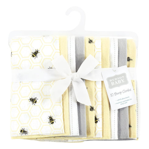 Hudson Baby Unisex Baby Flannel Burp Cloth 10pk, Honey Bee, One Size...