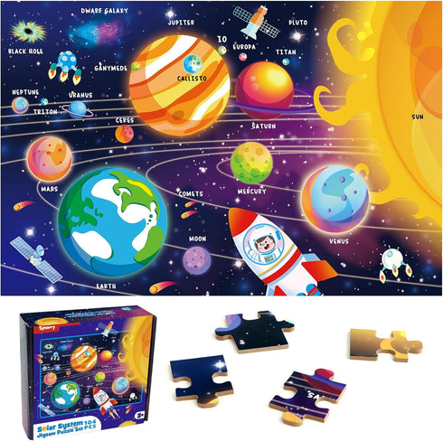 SYNARRY 100 Piece Puzzles for Kids, Space Puzzle for Kids Ages 4-8 Solar System Puzzle for Kids 3-5, 100 Pieces Puzzles for 3 4 5 6 7 8 Year Olds ...