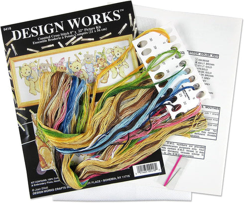 Design Works Crafts On The Line Teddies Counted Cross Stitch Kit, Brown...