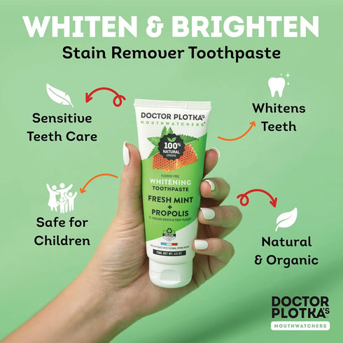 MOUTHWATCHERS Dr Plotkas Extra Soft Flossing Toothbrush and Whitening Toothpaste, Adult Manual Soft Toothbrush, Naturally Sourced Toothpaste, 1 To...