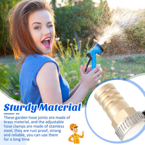 12 Pcs Hose Repair Connectors with Claps Brass Garden Hose Repair Kit Fitting Water Hose Repair Kit Female Hose End Repair(5/8-3/4 Inch)...