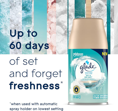 Glade Automatic Spray Refill, Air Freshener for Home and Bathroom, Sky & Sea Salt, 6.2 Oz...