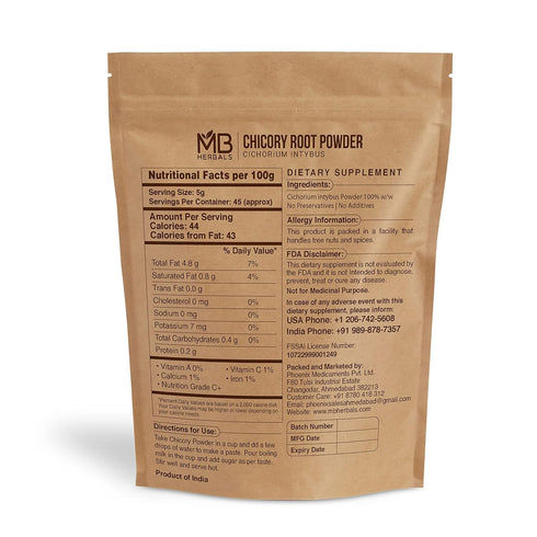 MB Herbals Instant Chicory Root Powder 227 Gram (0.5 lb / 8 oz) | Roasted & Granulated | Gluten Free | Instantly Dissolves in Hot Water and Milk...
