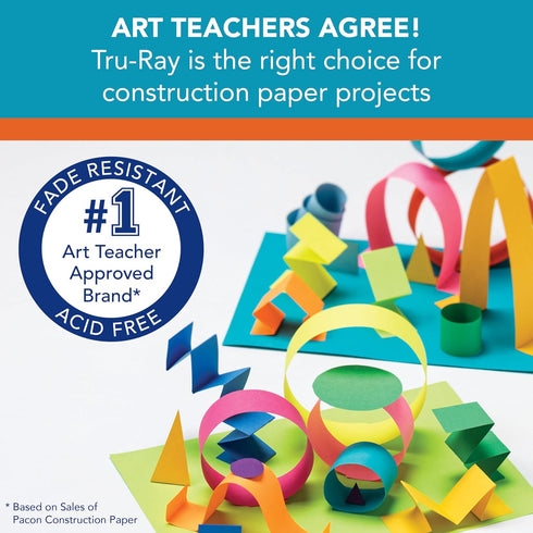 PACON Tru-Ray Construction Paper, 9-Inches by 12-Inches, 50-Count, Yellow (103004)...