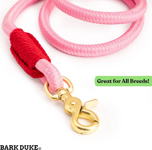 5FT Baby Pink Marine Dog Leash - Durable Brass Hook, Indestructible Braided Rope, Ideal for Puppies, Small, Medium, Large Dogs...