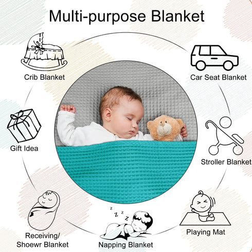 PHF 100% Cotton Baby Waffle Blankets -Lightweight Washed Soft Breathable Comfortable Swaddling Receiving Sleep Blankets - 30"x 40" Baby Toddler Bl...