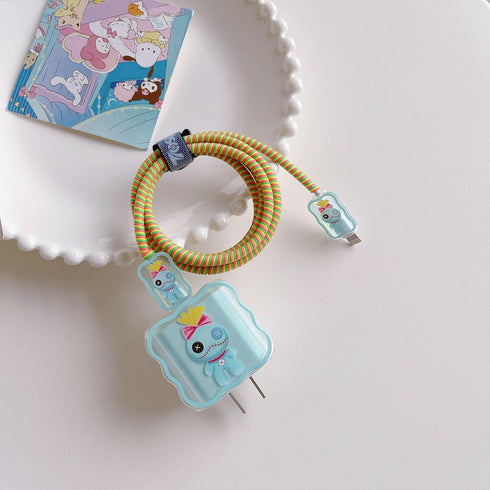 Cute DIY Cable Protector, Compatible for iPhone 20W USB-C Power Adapter and Lightning Cable-Size 14......