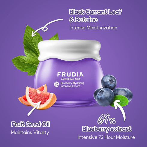 WELCOS FRUDIA Blueberry Hydrating Intensive Cream Mini | Deep Hydration Vegan Facial Moisturizer w/Blueberry Extract, Vegan Panthenol, WS BS Care ...