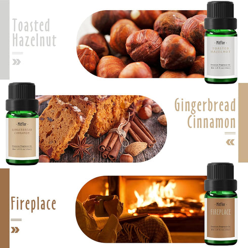 Fragrance Oils, MitFlor Winter Essential Oils for Home Diffusers, Soap & Candle Making Scents, Premium Holiday Aromatherapy Gift Set, 6 x10ml-Wint...