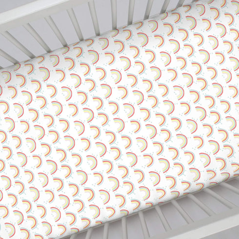 NoJo Super Soft Rainbow Nursery Mini Crib Fitted Sheet, Yellow, Orange, Aqua, White...