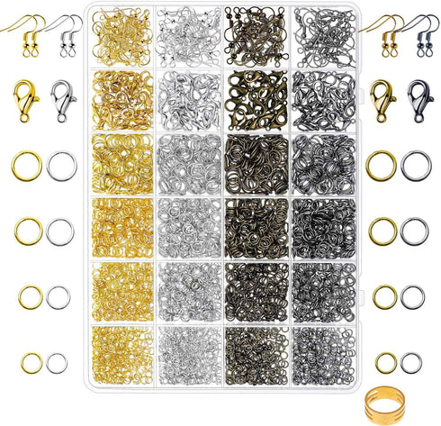 Paxcoo 3200Pcs Jewelry Necklace Repair Kit with Jump Rings, Clasps and Earring Hooks for Jewelry Making Supplies, Earring Making Findings and Neck...