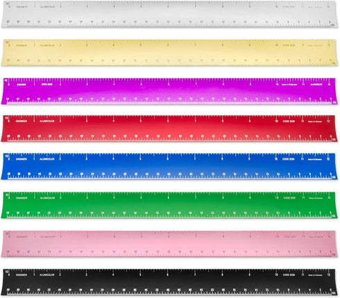 Alumicolor 12-inch Aluminum Engineer Hollow Scale for School, Office, Art and Drafting, 12IN, Red...