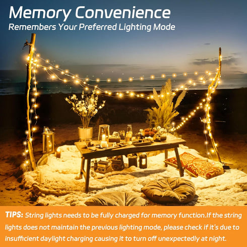 Solar Fairy Lights Outdoor Waterproof,39.4ft 120LED Solar String Lights for Outside 8 Modes 2 Packs for Patio Backyard Garden Deorations Warm Whit...