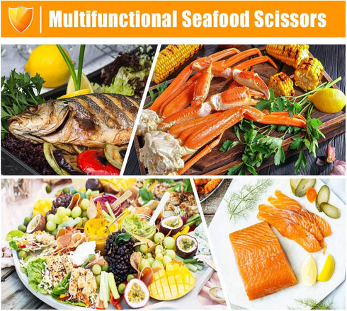 Kitchen Seafood Scissor for Crab Legs, 4 Pack Crab Leg Lobster Shell Cracker, Lobster Shrimp Crayfish Crawfish Scissors Fish Scissors, Seafood Cra...