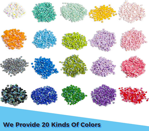 AB Diamond Painting Beads, 5D Diamond Painting Accessories, 20 Colors Round Diamond Painting Drills AB Rhinestones Flatback Rhinestones for Bead A...