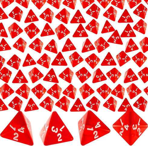 72 Pcs Red D4 Dice Bulk Cone Transparent 4 Sided Dice 0.8 Inch Clear Red Dice Polyhedral Tiny Dice Mini Dice Set Role Playing Dice for Party Table...