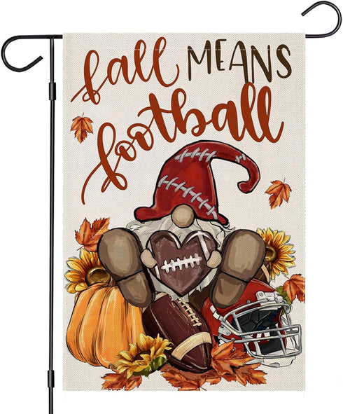 Gnome Garden Flags 12x18 Inch Double Sided, Fall means Football Small Seasonal Decor for Harvest Autumn Thanksgiving Yard Outside Outdoor...