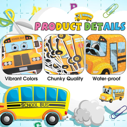 TaoBary 70 Pcs School Bus Bulletin Board Cutouts Decor School Bus Cut Outs Themed Classroom Bulletin Board Supplies Decoration Set for Party Schoo...
