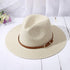 Straw Sun Hats for Women Men Panama Fedora Summer Hat with Leather Belt Wide Brim Beach Sun Jazz Cap...
