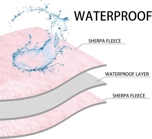 Waterproof Dog Blankets for Small Dogs, Small Cat Blanket Washable for Couch Protection, Soft Sherpa Fleece Puppy Blanket, Light Pink, S...