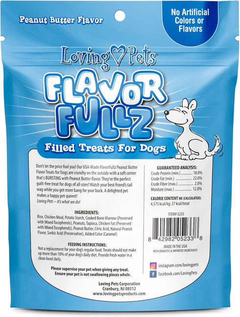 Loving Pets Flavorfullz Filled Treats for Dogs, Peanut Butter 6 oz....
